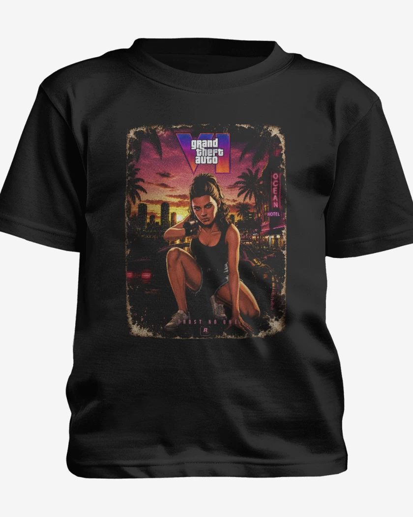 Polera de niño Negro de GTA 6 Lucia