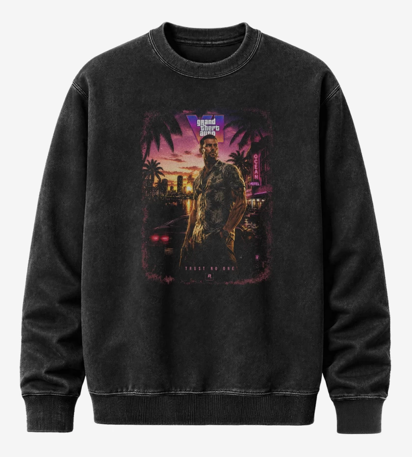 Poleron Polo Acid Wash Negro de GTA 6 Jason