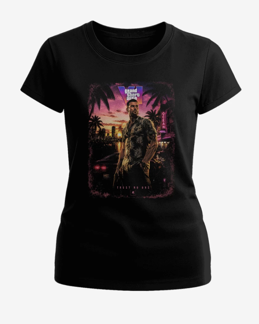 Polera de Mujer Negro de GTA 6 Jason