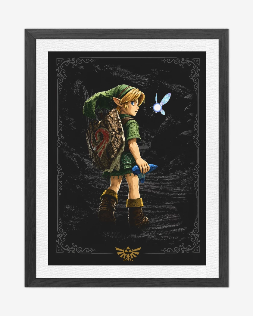 Cuadro decorativo Negro de Young link ocarina switch 2