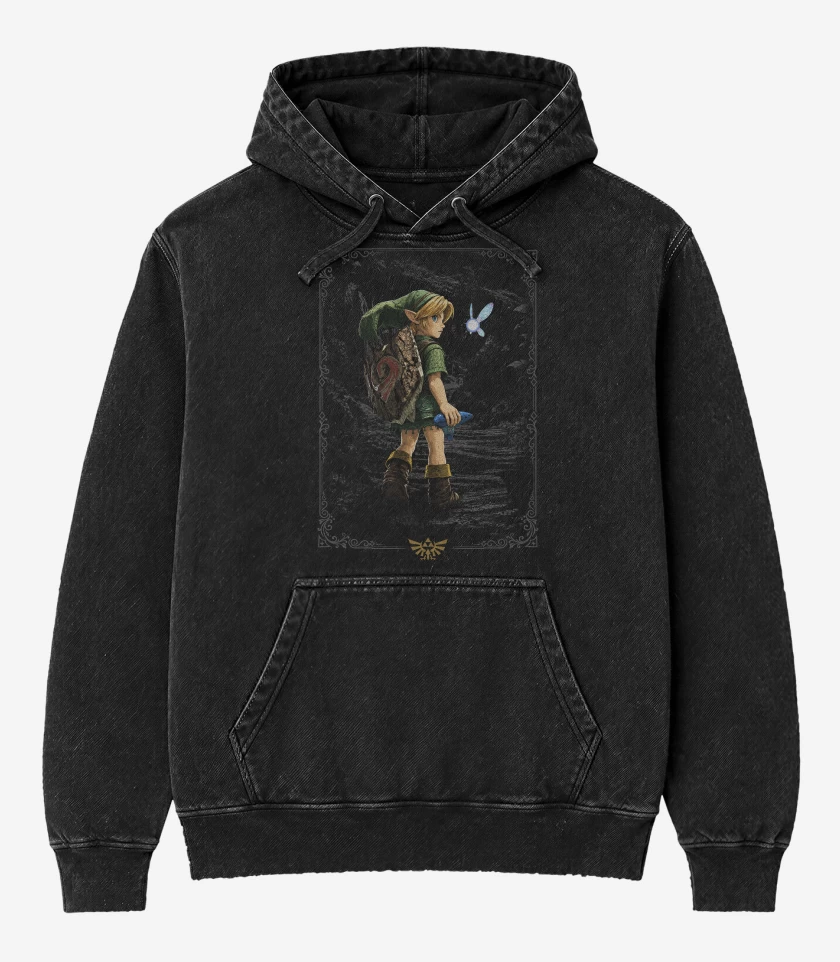Poleron Canguro Acid Wash Negro de Young link ocarina switch 2
