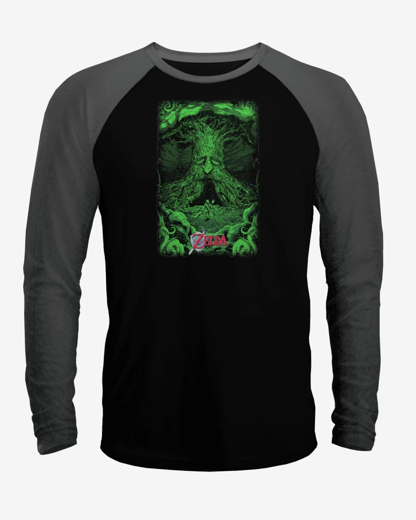 Polera Raglan Negro / Negro Heather de Zelda ocarina
