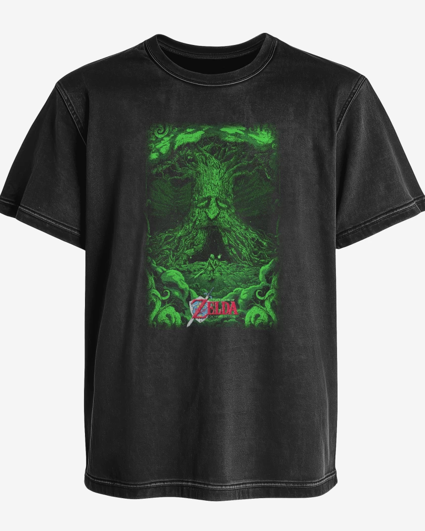 Polera desgastada Negro de Zelda ocarina
