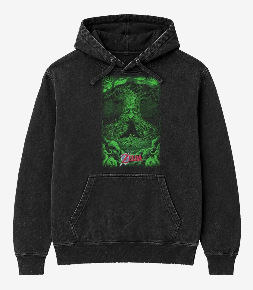 Poleron Canguro Acid Wash Negro de Zelda ocarina