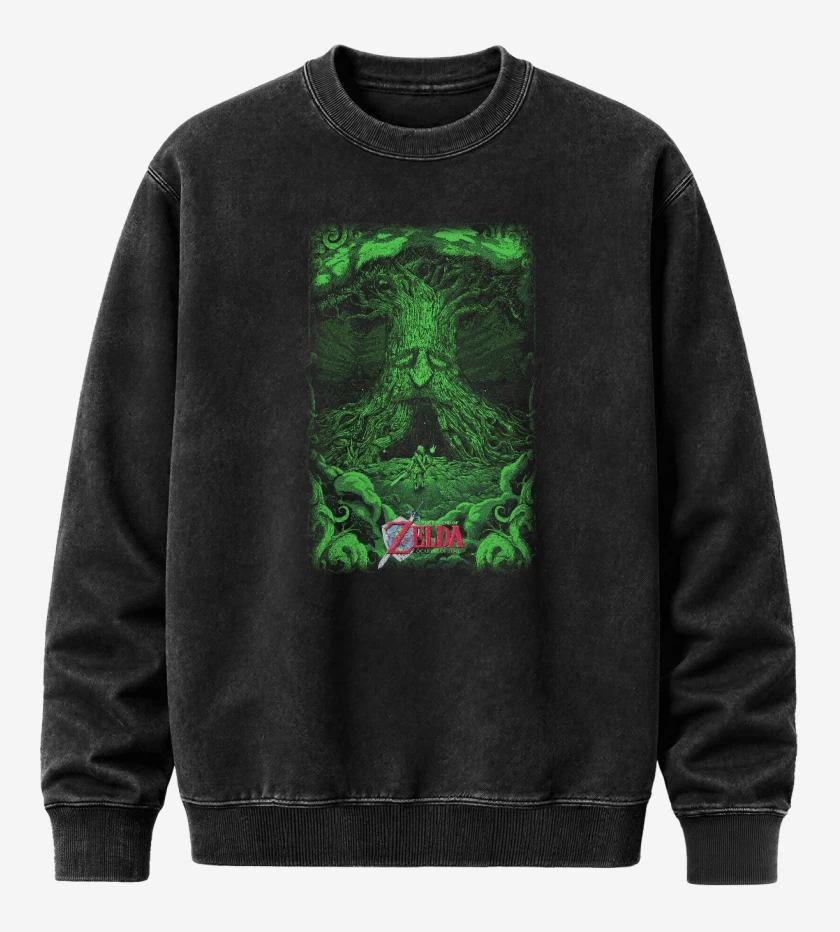 Poleron Polo Acid Wash Negro de Zelda ocarina