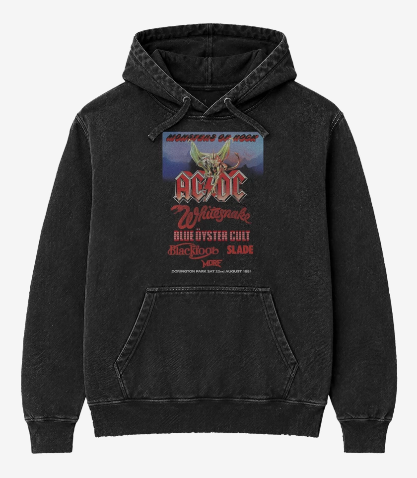 Poleron Canguro Acid Wash Monster of Rock