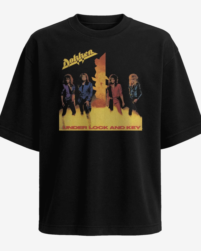 Polera Oversize Negro de Dokken Under Lock and Key