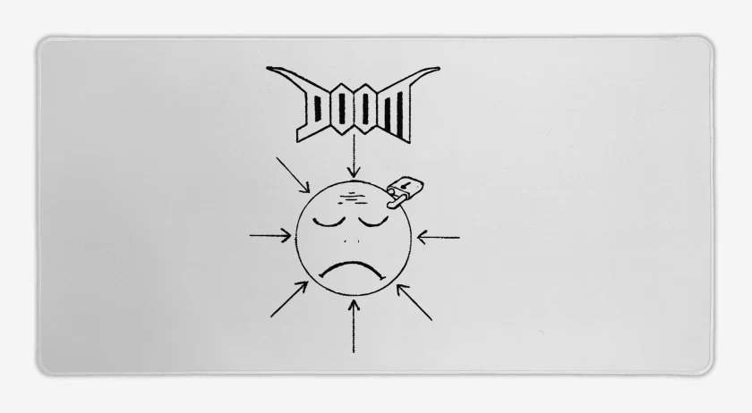 Mouse pad Gamer Blanco de Doom Unhappy