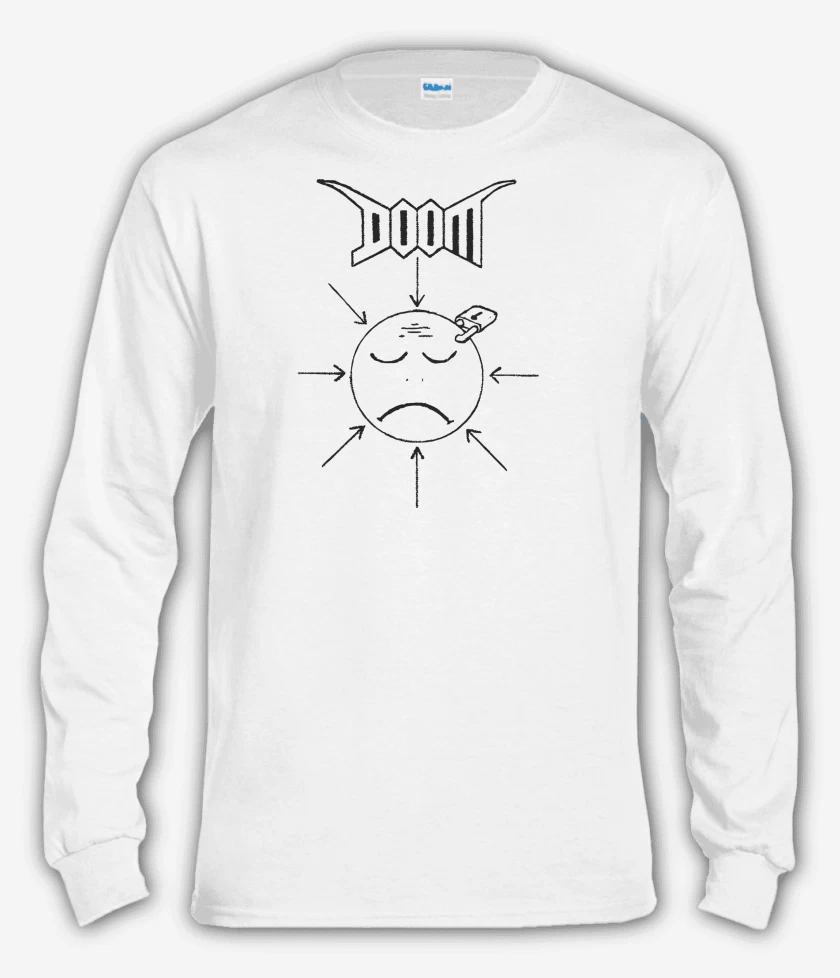 Polera manga larga Blanco de Doom Unhappy