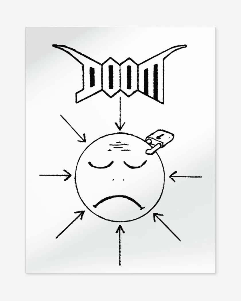 Print metalico Blanco de Doom Unhappy