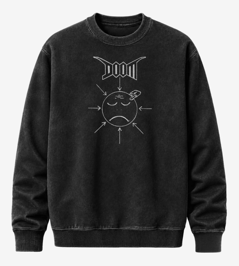 Poleron Polo Acid Wash Negro de Doom Unhappy B
