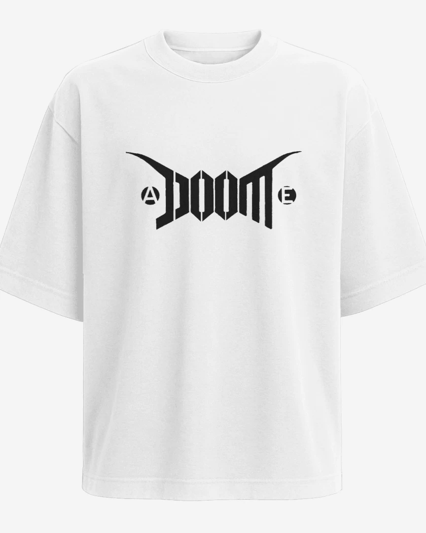 Polera Oversize Blanco de Doom Logo I