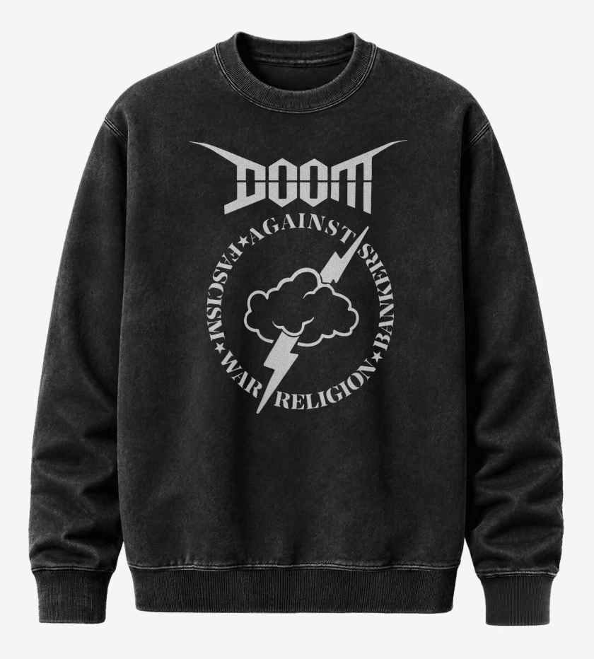 Poleron Polo Acid Wash Negro de Doom Against B