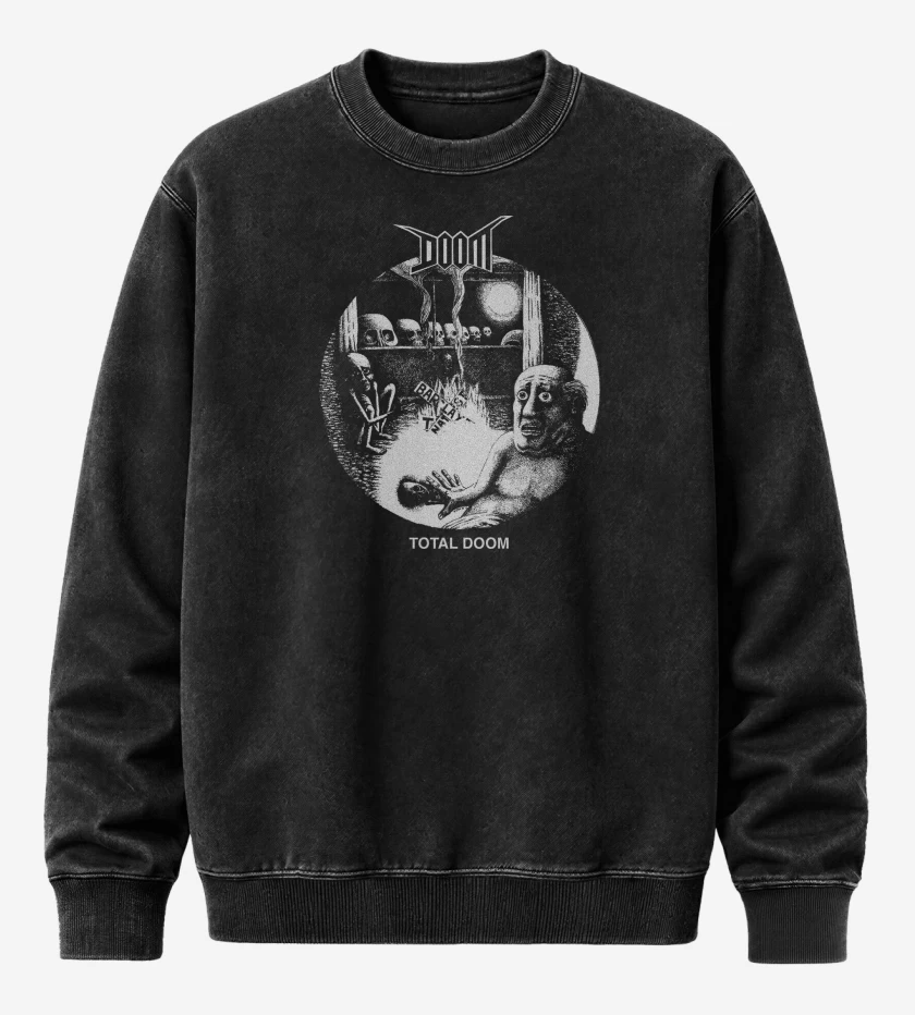 Poleron Polo Acid Wash Negro de Doom Total Doom