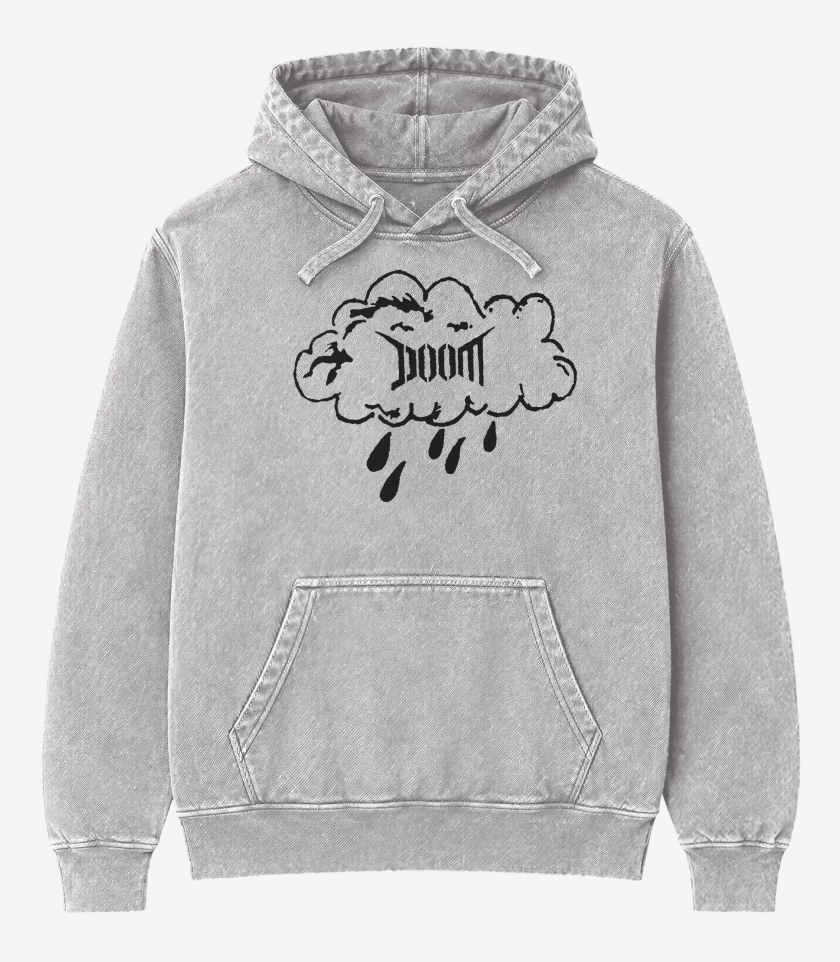 Poleron Canguro Acid Wash Gris Melange de Doom Nube N