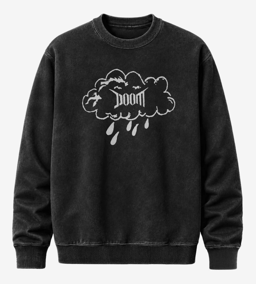 Poleron Polo Acid Wash Negro de Doom Nube