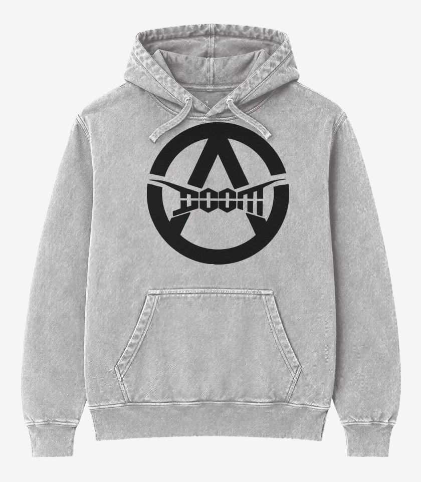 Poleron Canguro Acid Wash Gris Melange de Doom A N