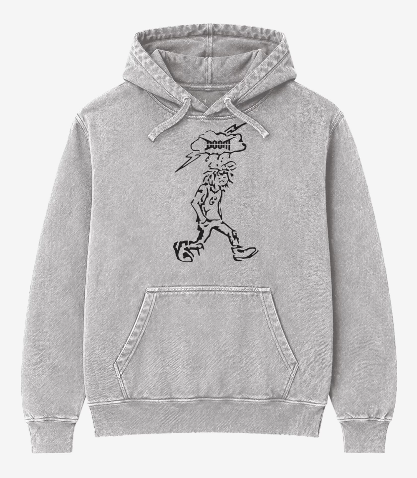 Poleron Canguro Acid Wash Gris Melange de Doom Crust N