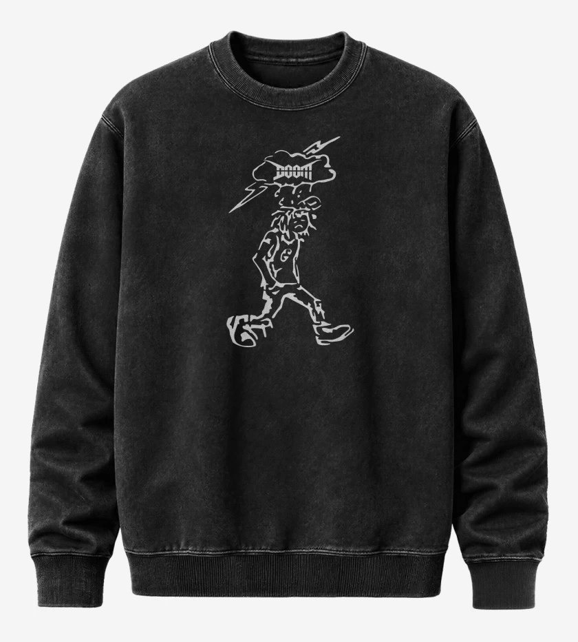 Poleron Polo Acid Wash Negro de Doom Crust