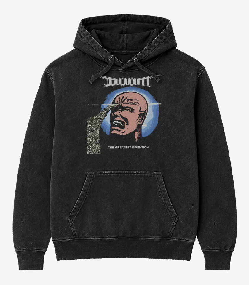Poleron Canguro Acid Wash Negro de Doom The Greatest Invention