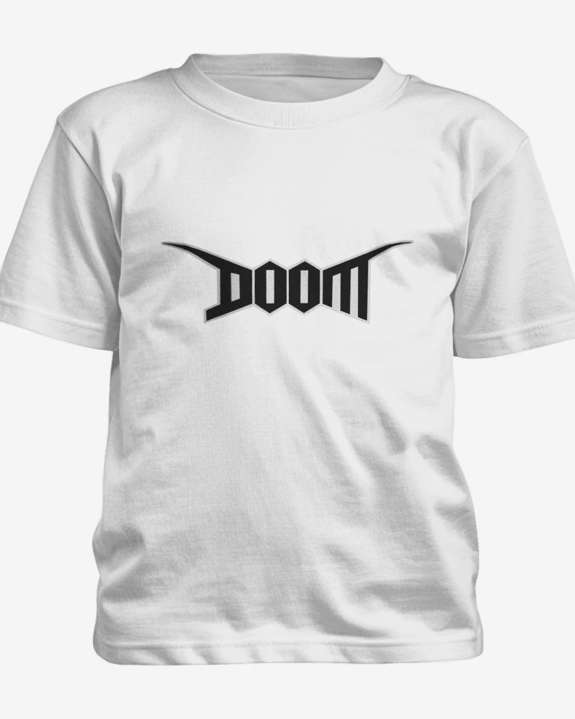 Polera de niño Blanco de Doom Logo