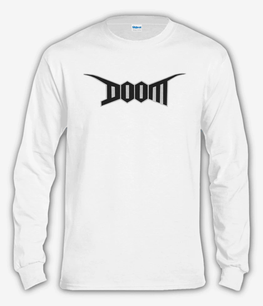 Polera manga larga Blanco de Doom Logo