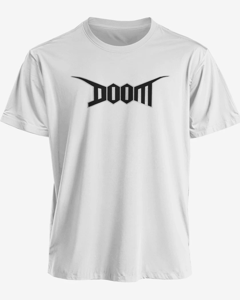 Polera premium Blanco de Doom Logo