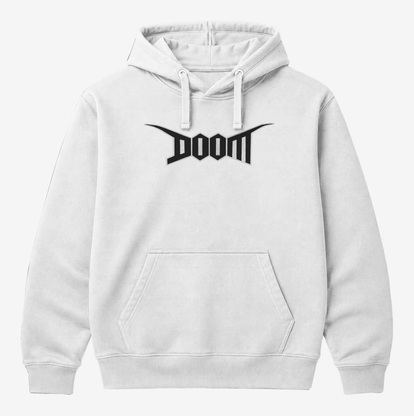Polerón Canguro Blanco de Doom Logo