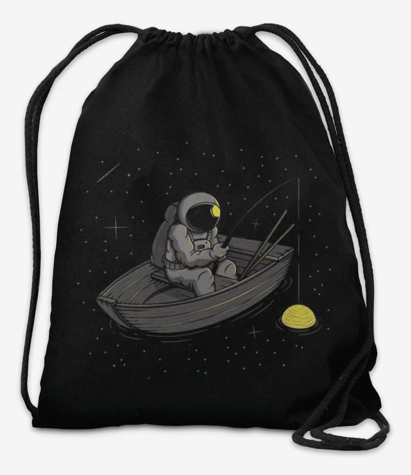 Mochila Negro de Astronauta pescando