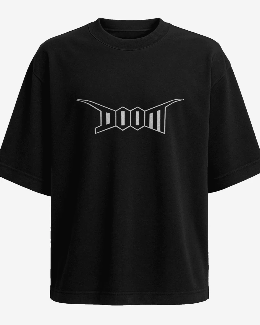 Polera Oversize Negro de Doom Logo B