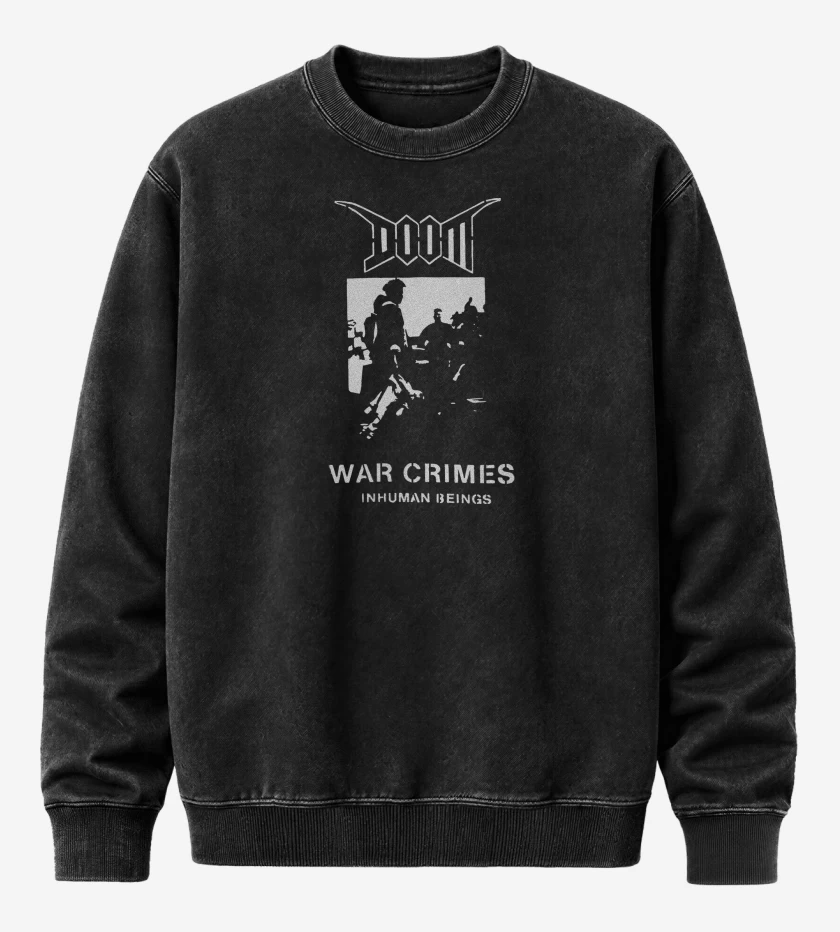 Poleron Polo Acid Wash Negro de Doom War Crimes