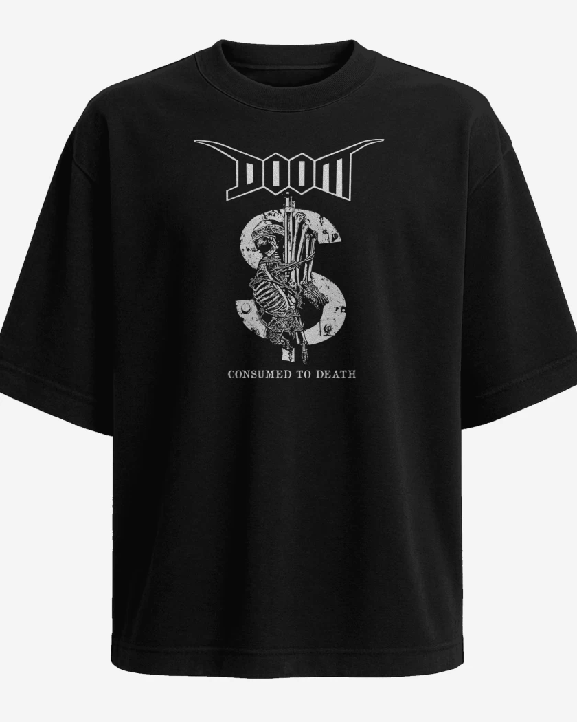 Polera Oversize Negro de Doom Consumed to Death