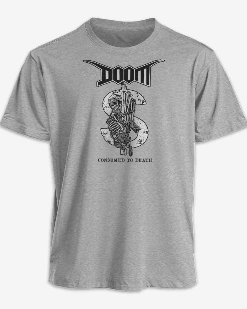 Polera premium Gris Melange de Doom Consumed to Death B