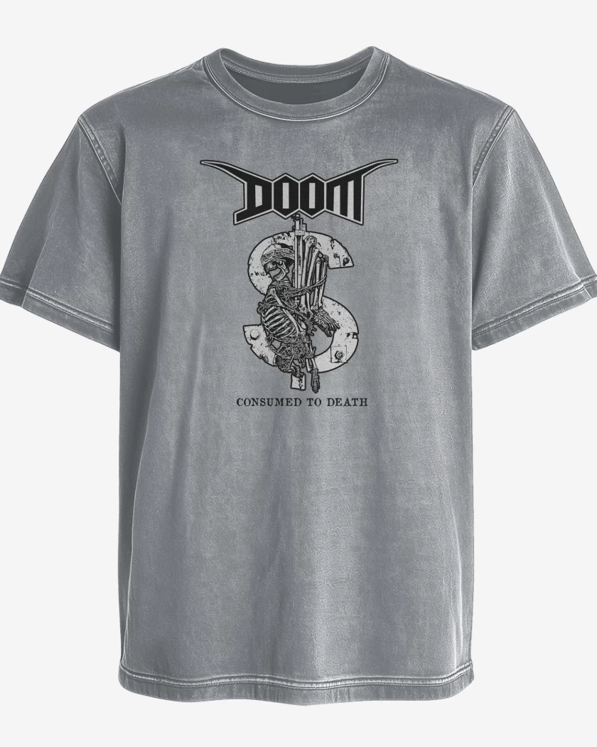 Polera desgastada Gris Melange de Doom Consumed to Death B