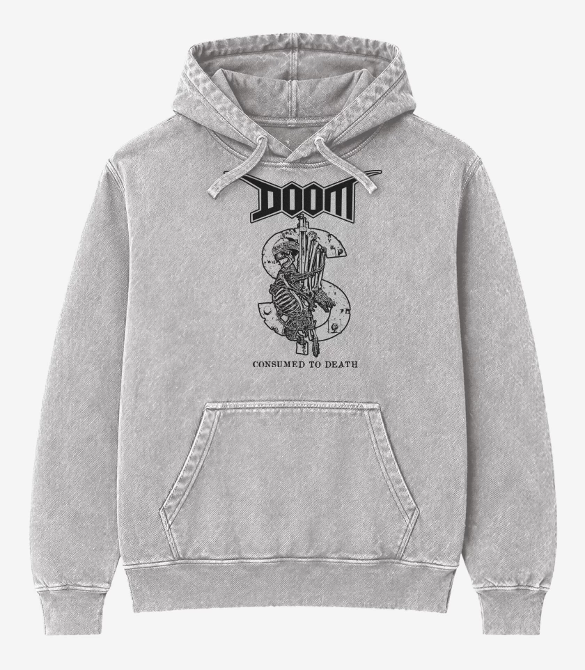 Poleron Canguro Acid Wash Gris Melange de Doom Consumed to Death B