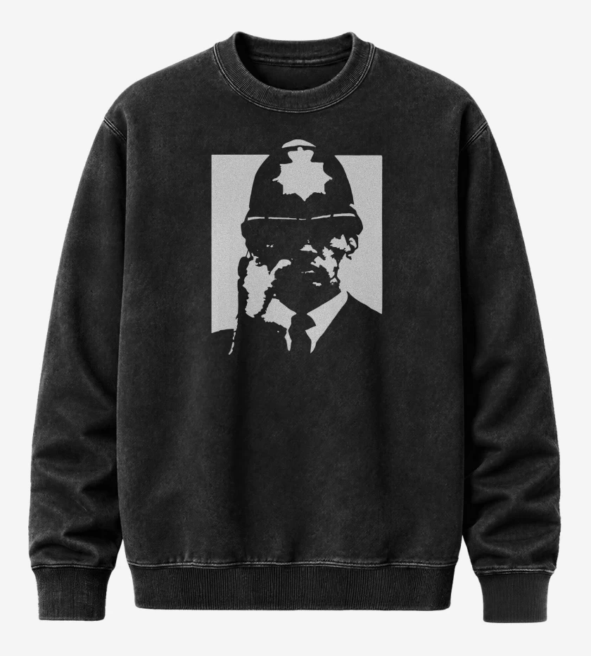 Poleron Polo Acid Wash Negro de Doom Police Bastard