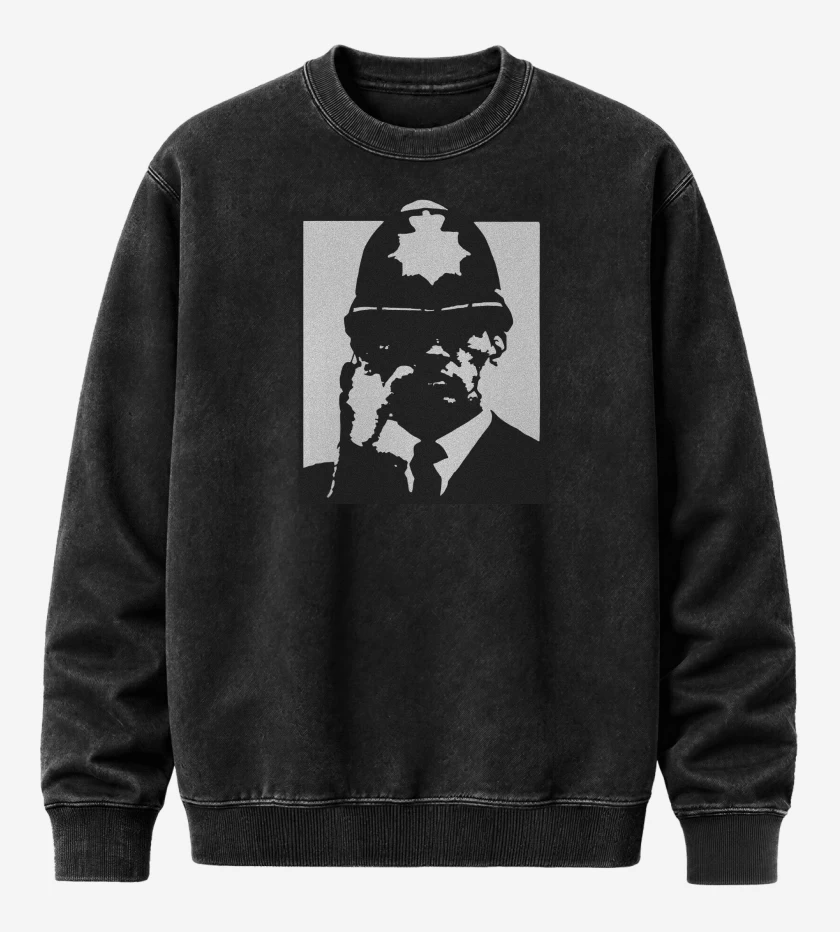 Poleron Polo Acid Wash Negro de Police Bastard Doom