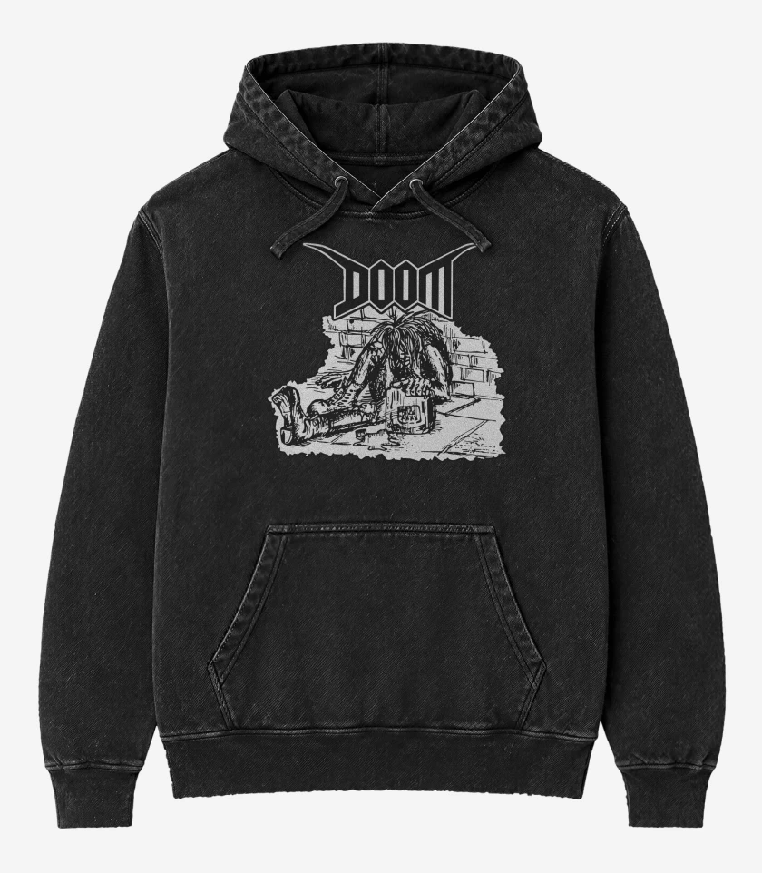 Poleron Canguro Acid Wash Negro de Doom Crsut II