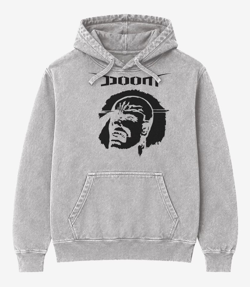 Poleron Canguro Acid Wash Gris Melange de Doom The Greatest 