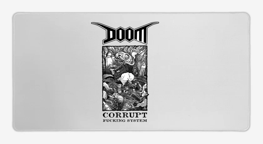 Mouse pad Gamer Blanco de Corrupt Fucking System Doom