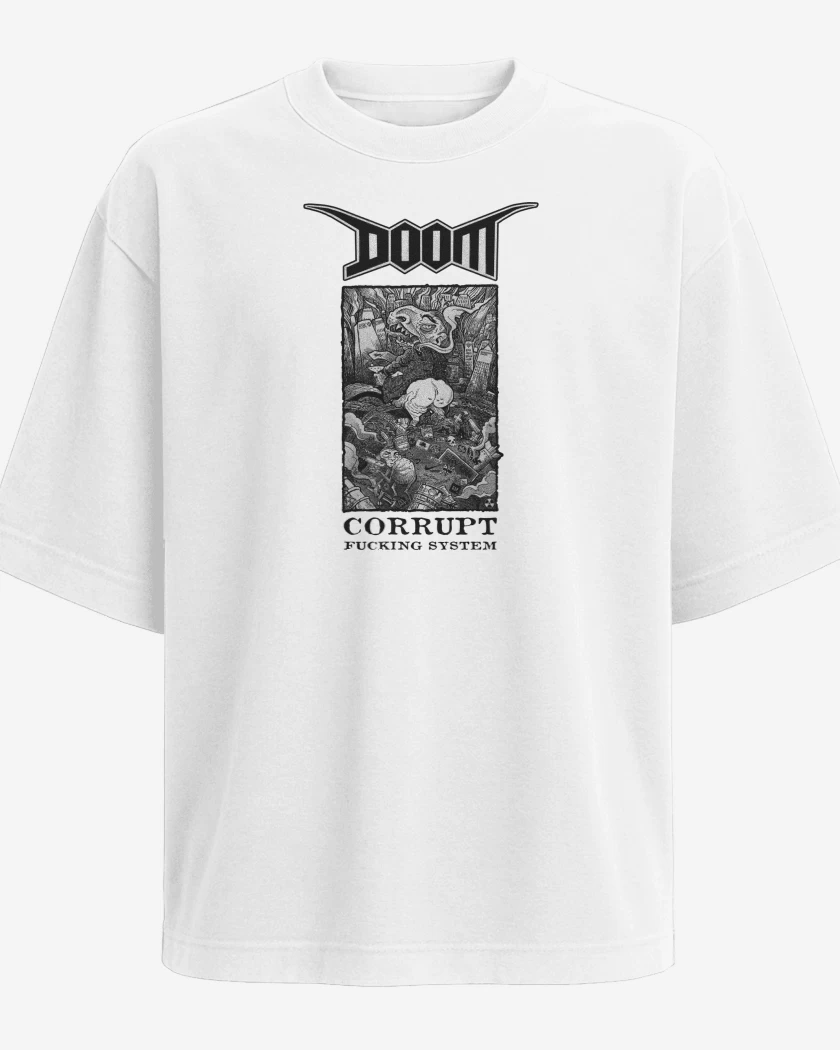 Polera Oversize Corrupt Fucking System Doom