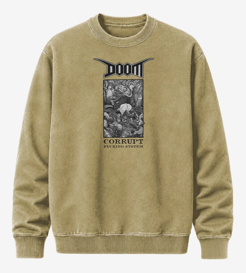 Poleron Polo Acid Wash Beige de Corrupt Fucking System Doom