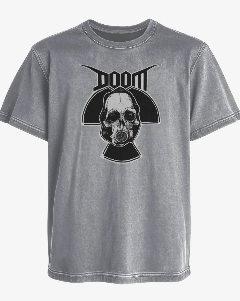 Polera desgastada Gris Melange de Doom Calavera