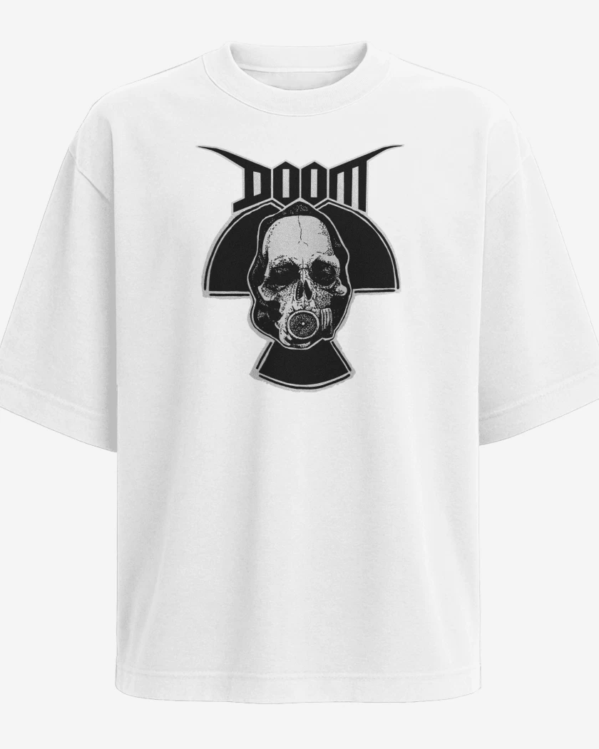 Polera Oversize Blanco de Doom Calavera