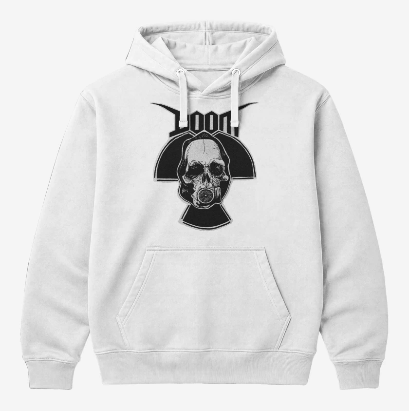 Polerón Canguro Blanco de Doom Calavera