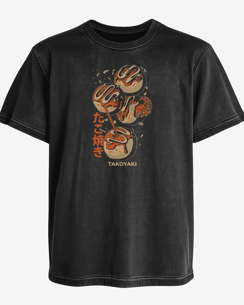 Polera desgastada Negro de TakoYaki