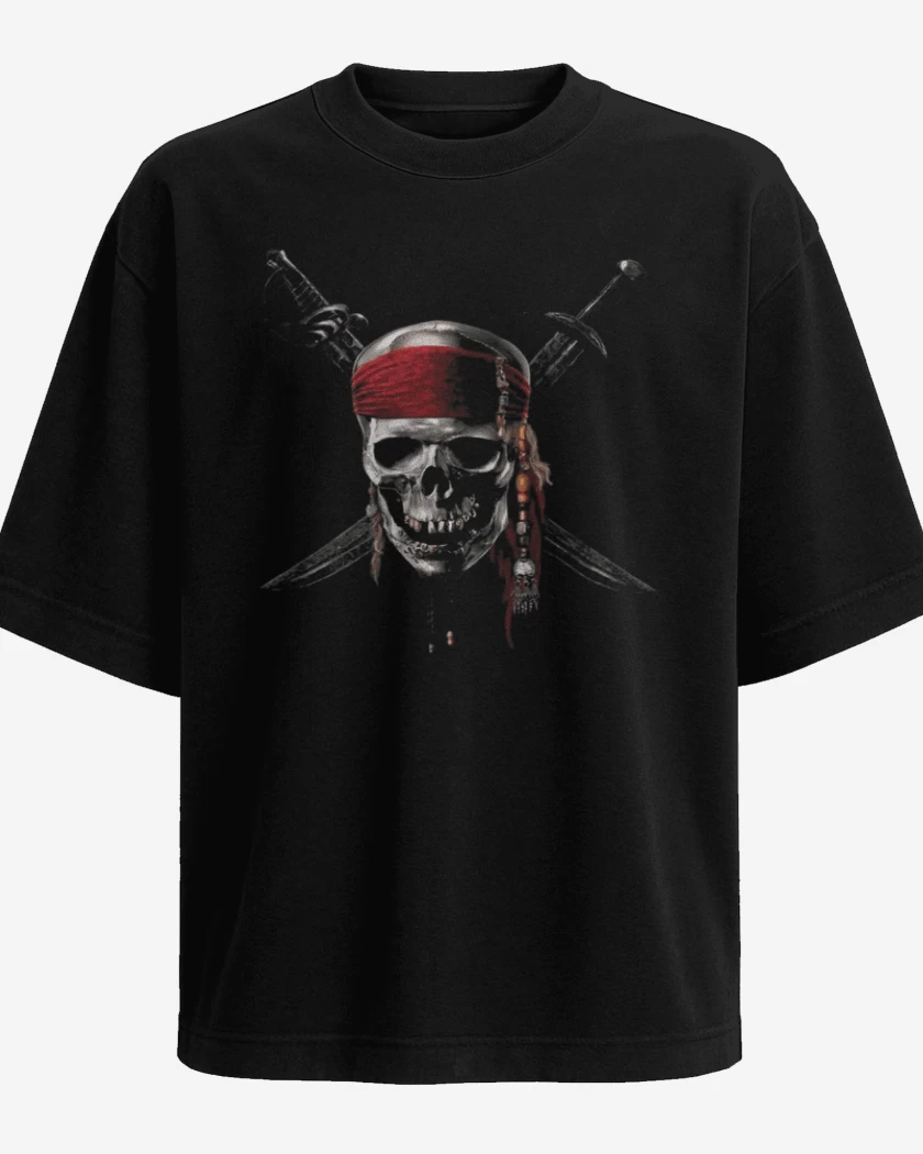 Polera Oversize Negro de Piratas del caribe