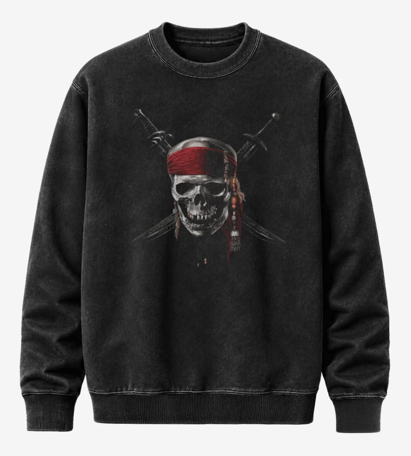 Poleron Polo Acid Wash Negro de Piratas del caribe
