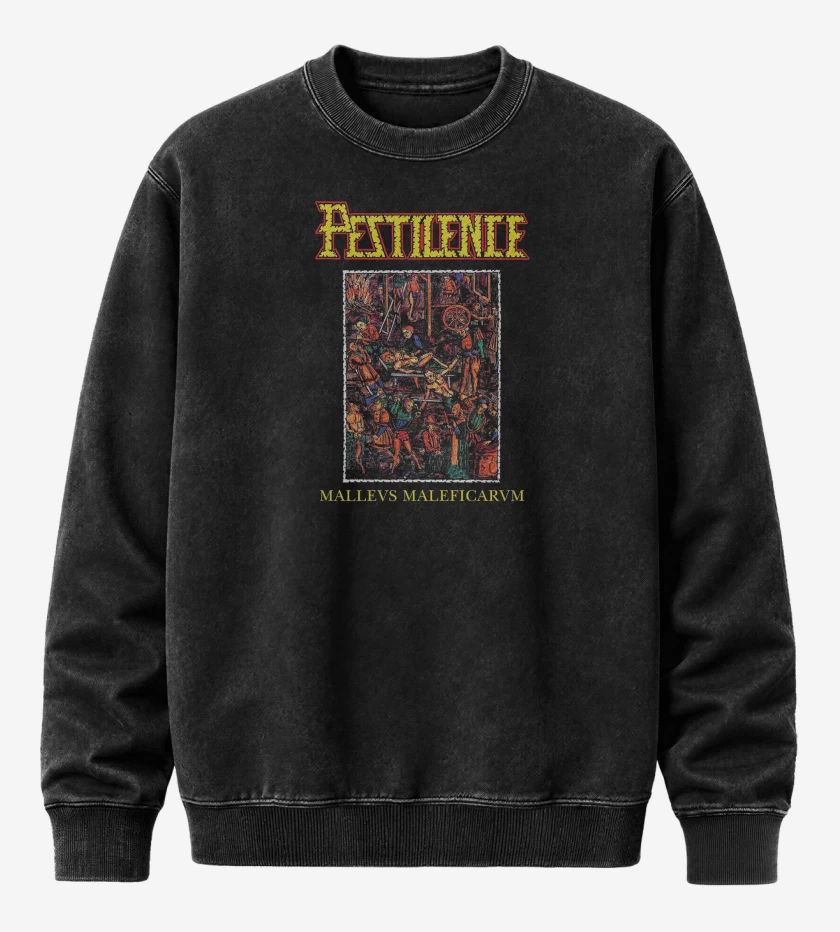 Poleron Polo Acid Wash Negro de Pestilence Maleficarvm