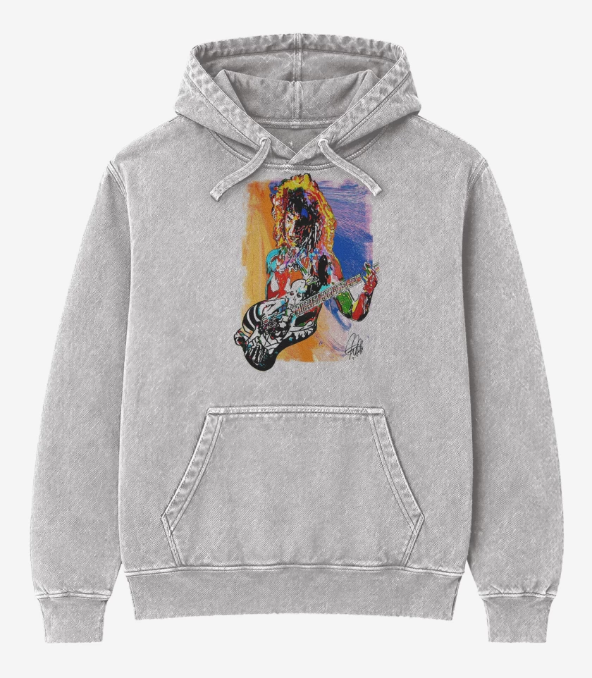 Poleron Canguro Acid Wash Gris Melange de George Lynch Dokken